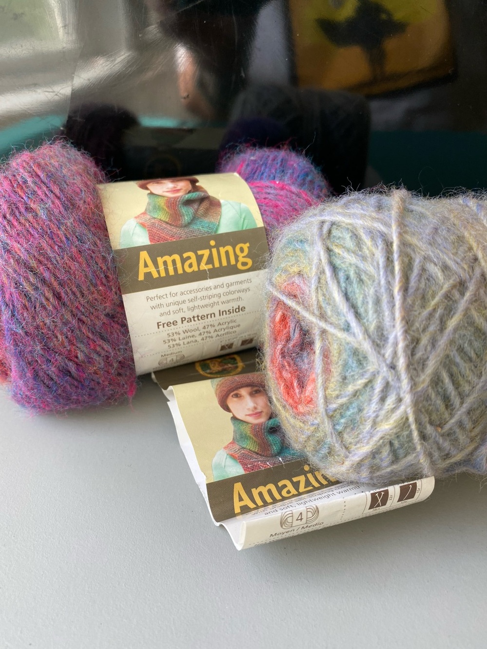 NWT Wool Blend. 2 Skeins. Lion Brand “Amazing”, Aran Wt. Made in Italy